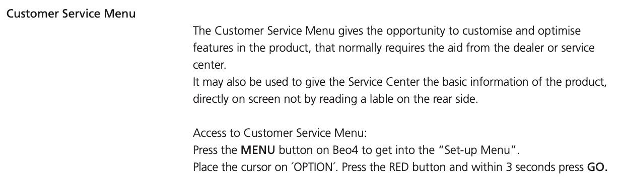 customer service menu